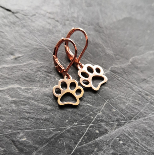 Ocelové náušnice*tlapky*rosegold — foto 2