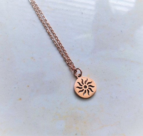 Ocelový náhrdelník*slunce*rosegold — foto 3
