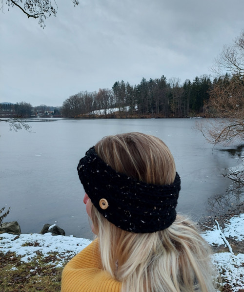 Pletená tweedová čelenka — foto 3