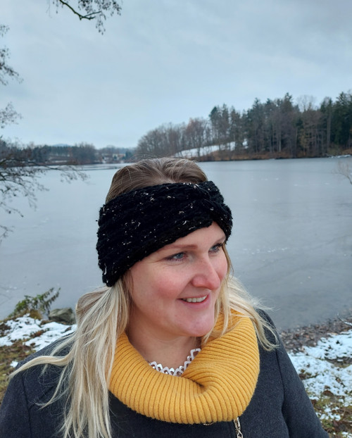 Pletená tweedová čelenka — foto 2