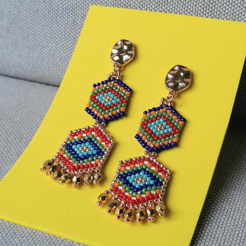 Colorful Mexican- Dangle Beaded Earrings — foto 2
