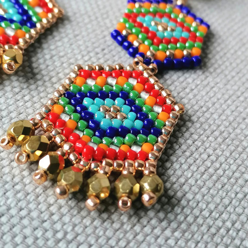 Colorful Mexican- Dangle Beaded Earrings — foto 4