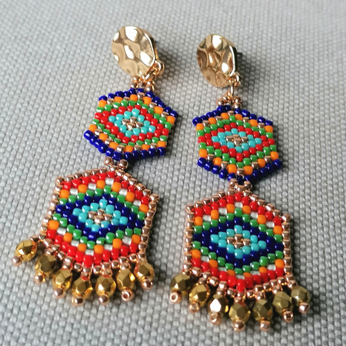 Colorful Mexican- Dangle Beaded Earrings — foto 5