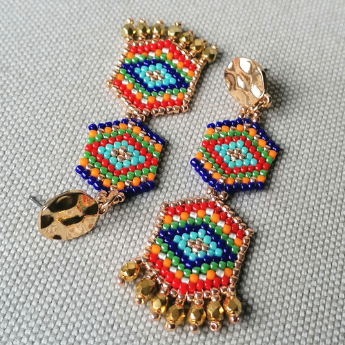 Colorful Mexican- Dangle Beaded Earrings — foto 6