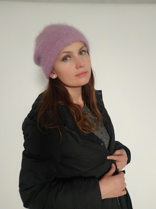 Růžová mohérová čepice — foto 2