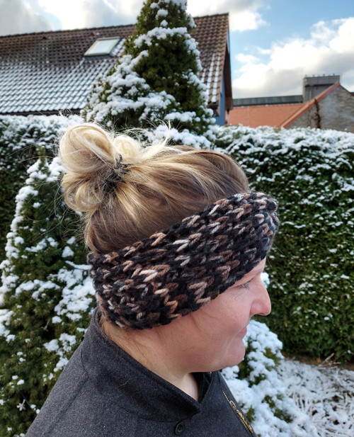 Pletená čelenka -černý melír — foto 2