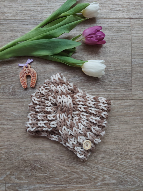 Pletená dvoubarevná čelenka — foto 6