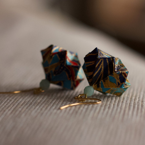 Origami náušnice – modré s amazonitem — foto 2