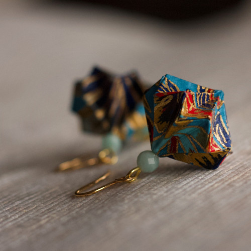 Origami náušnice – modré s amazonitem — foto 3