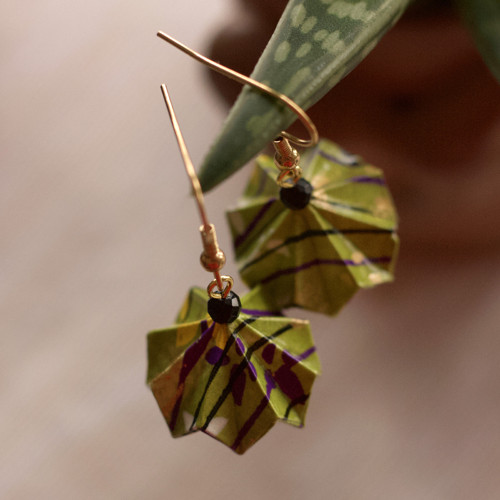 Origami náušnice – zelené s onyxem — foto 4
