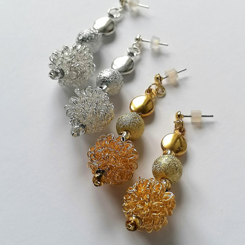 Ball Drop Earrings Silver Or Gold — foto 2
