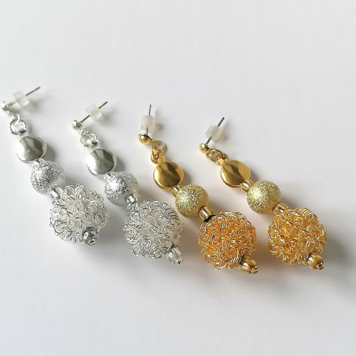 Ball Drop Earrings Silver Or Gold — foto 3