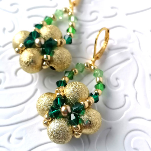 Swarovski Crystal Dangle Flower Earrings — foto 3