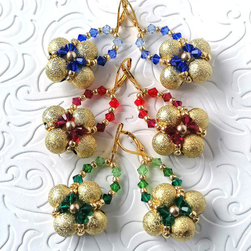 Swarovski Crystal Dangle Flower Earrings — foto 5
