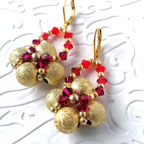 Swarovski Crystal Dangle Flower Earrings — foto 2