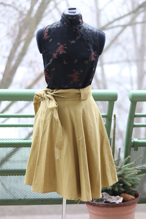 Lněná zavinovací sukně — foto 3