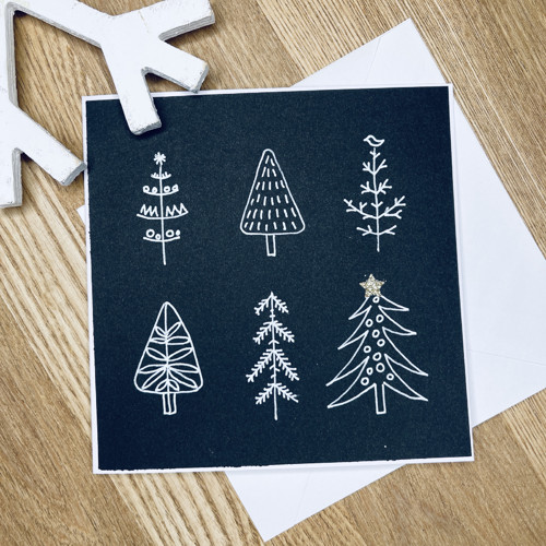 Ručně malované craft přáníčko se stromky — foto 4