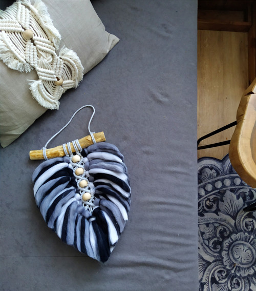 Merino macramé peříčko - duhově melírovaná šedá — foto 3