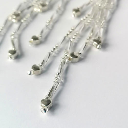Silver Heart-Long Dangle Beaded Earrings — foto 3
