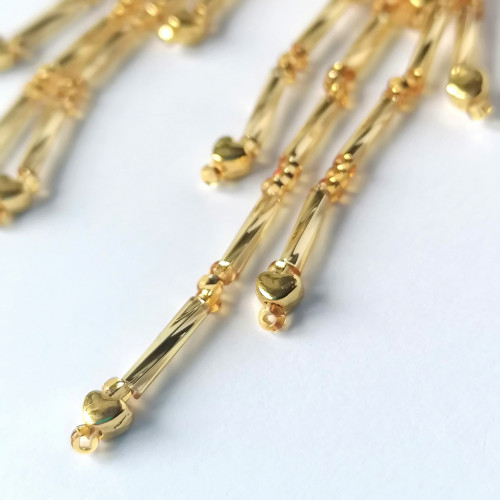 Gold Heart-Long Dangle Beaded Earrings — foto 3