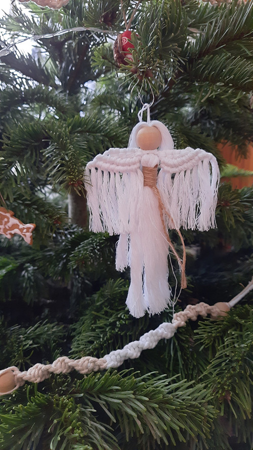 Vánoční macramé ozdoby Bílá sada 5 — foto 6
