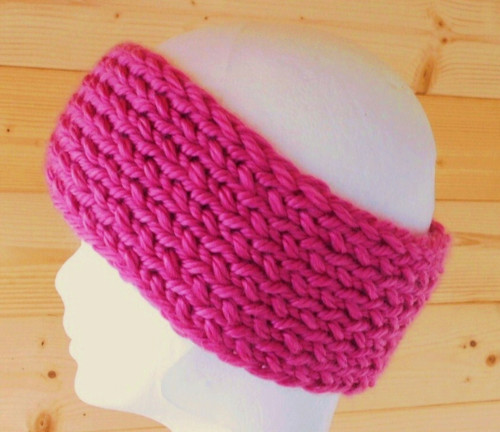 Pletená teplá čelenka barva pink — foto 3