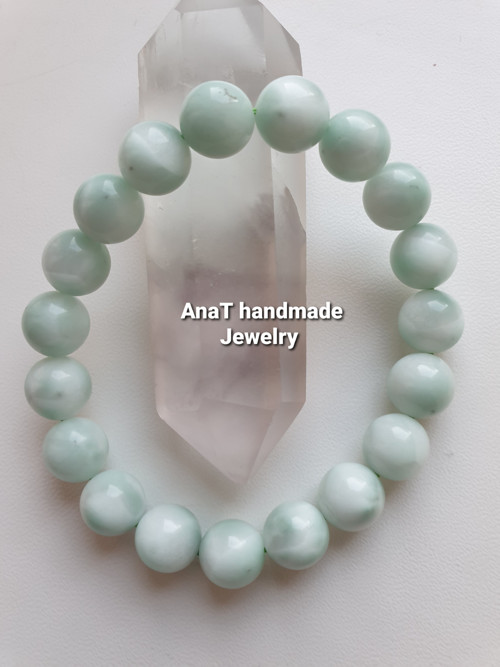 Náramek larimar 10,5mm kuličky — foto 4