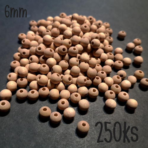 Korálky 6mm dřevěné 250ks — foto 2