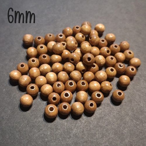Korálky 6mm dřevěné 60ks — foto 2