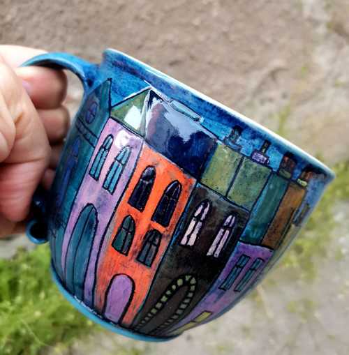 Veliký modrý hrneček 550 ml — foto 2