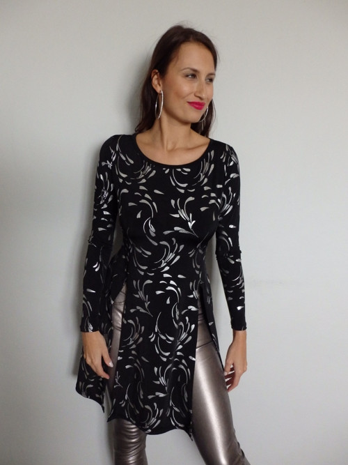 Tunika Mandy -černostříbrná — foto 3