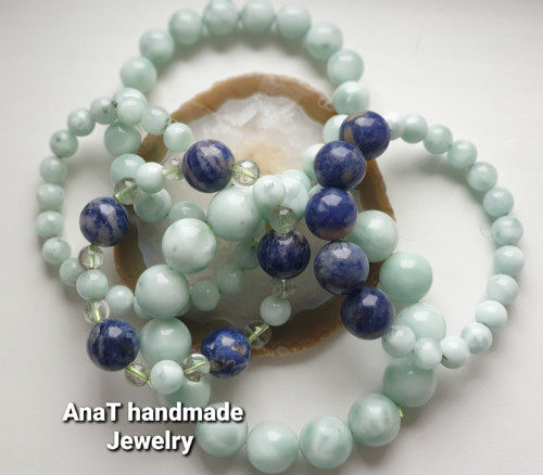 Náramek larimar , dumortierit — foto 4