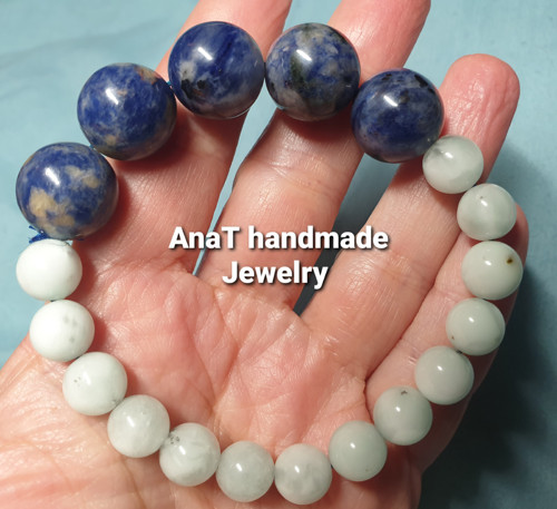 Náramek larimar , dumortierit — foto 6