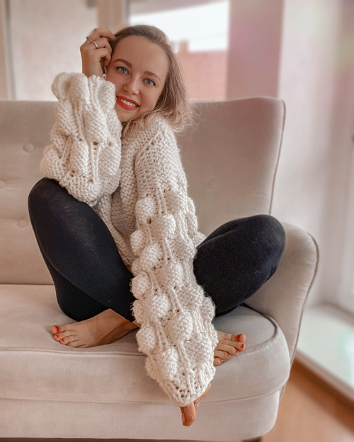 Teplý ručne pleteny svetr oversize — foto 2