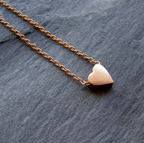 Ocelový náhrdelník - SRDCE ROSE GOLD — foto 2