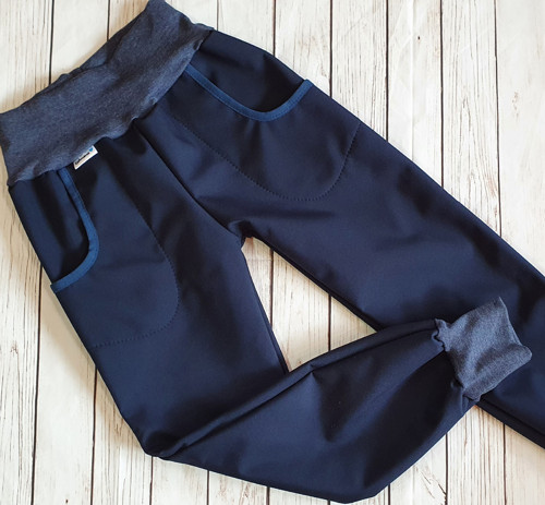 Dětské zimní softshellové kalhoty- tmavě modrá — foto 2