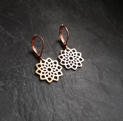 Ocelové náušnice*mandala*rosegold — foto 4