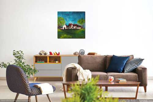 Jarní vesnička - 40x40cm — foto 5