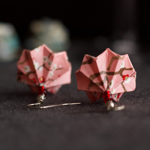 Origami náušnice – růžové — foto 2