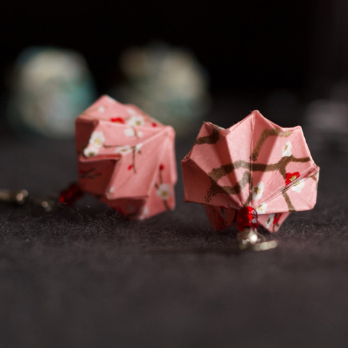 Origami náušnice – růžové — foto 3