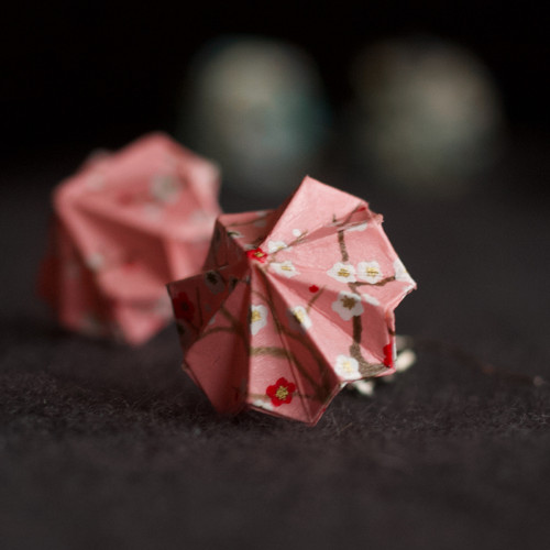 Origami náušnice – růžové — foto 5