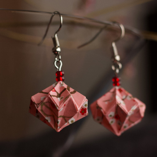 Origami náušnice – růžové — foto 6