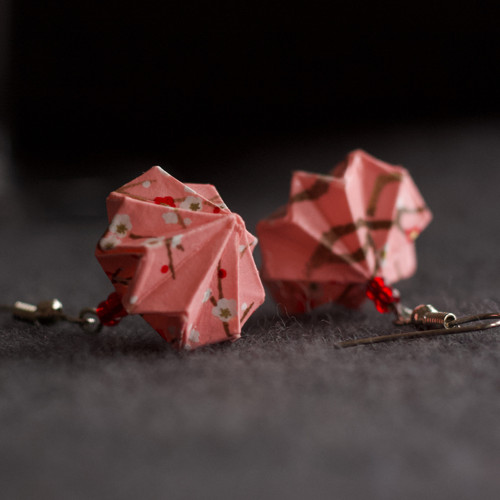 Origami náušnice – růžové — foto 4
