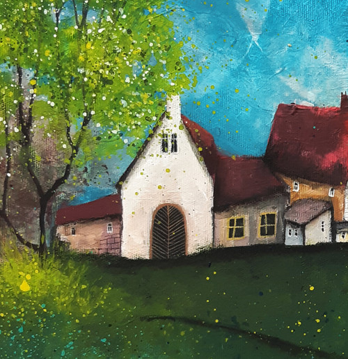 Jarní vesnička - 40x40cm — foto 3