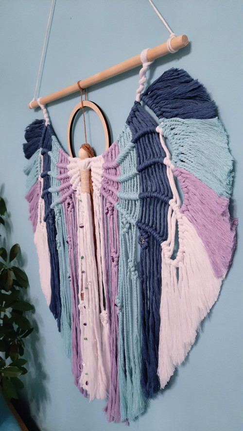Dekorace velký macramé anděl s minerály — foto 4