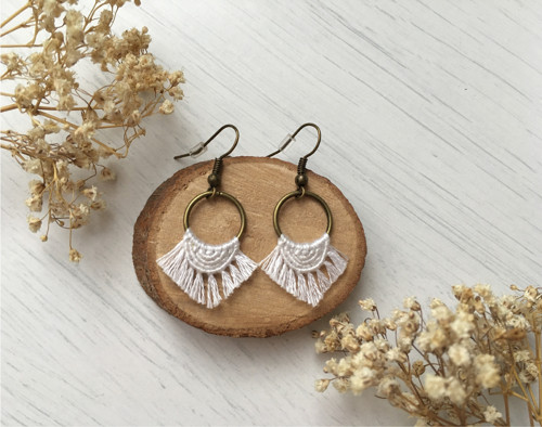 Boho Macramé náušnice — foto 2