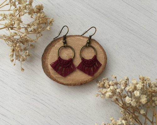 Boho macramé náušnice — foto 2
