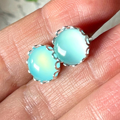 Puzety naušnice chalcedon aqua — foto 2
