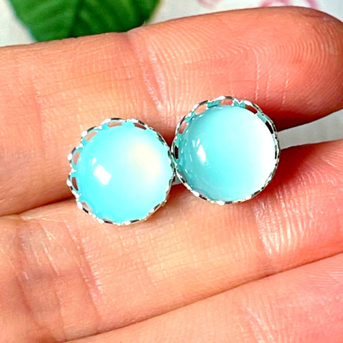 Puzety naušnice chalcedon aqua — foto 3