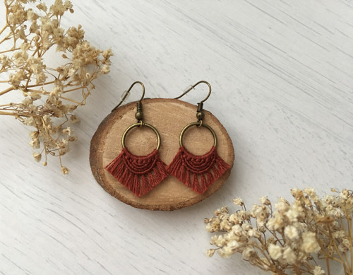 Boho macramé náušnice — foto 2
